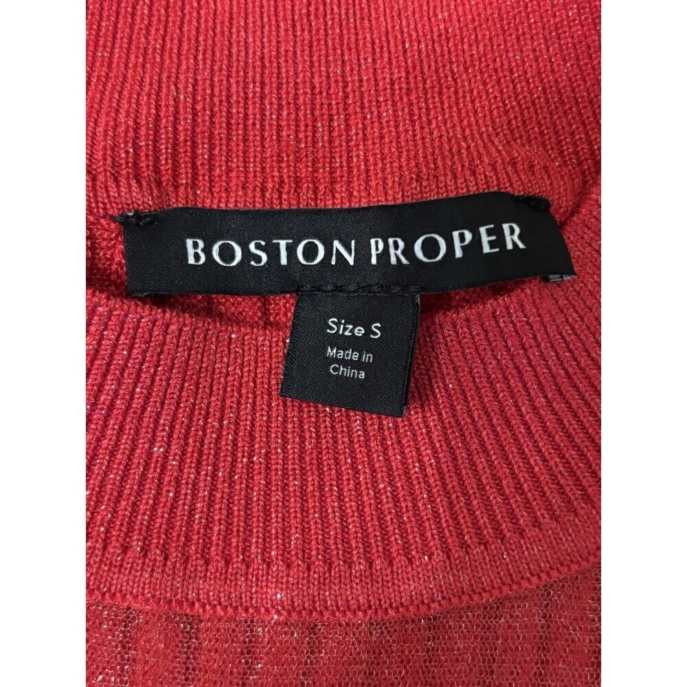 Boston Proper Rhinestone Embellished Mesh Illusion Sweater Women’s, Small, Red - Picture 4 of 10